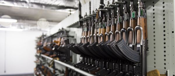 Some AK-47 Kalachnikov assault rifles are stored among some 8,000 weapons at the Criminal Research Institute of the National Gendarmerie (IRCGN), on May 19, 2015 in Pontoise, outside Paris Some AK-47 Kalachnikov assault rifles are stored among some 8,000 weapons at the Criminal Research Institute of the National Gendarmerie (IRCGN), on May 19, 2015 in Pontoise, outside Paris - Sputnik International