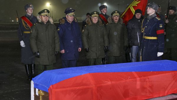 The body of the pilot of Russia's Su-24 bomber that was shot down by Turkey last week has arrived at the Chkalovsky Airport near Moscow The body of the pilot of Russia's Su-24 bomber that was shot down by Turkey last week has arrived at the Chkalovsky Airport near Moscow - Sputnik International