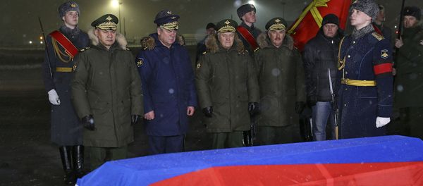 The body of the pilot of Russia's Su-24 bomber that was shot down by Turkey last week has arrived at the Chkalovsky Airport near Moscow The body of the pilot of Russia's Su-24 bomber that was shot down by Turkey last week has arrived at the Chkalovsky Airport near Moscow - Sputnik International