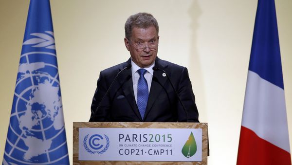Finnish President Sauli Niinisto delivers a speech for the opening day of the World Climate Change Conference 2015 (COP21) at Le Bourget, near Paris, France, November 30, 2015 Finnish President Sauli Niinisto delivers a speech for the opening day of the World Climate Change Conference 2015 (COP21) at Le Bourget, near Paris, France, November 30, 2015 - Sputnik International