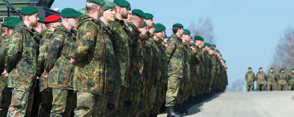 German army soldiers who are members of the Stabilisation forces line up at the barracks Erzgebirgskaserne in Marienberg, eastern Germany, on April 10, 2015, during a military exercise Noble Jump that is part of Nato Response Force German army soldiers who are members of the Stabilisation forces line up at the barracks Erzgebirgskaserne in Marienberg, eastern Germany, on April 10, 2015, during a military exercise Noble Jump that is part of Nato Response Force - Sputnik International