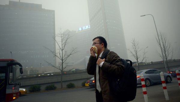 A man wearing a mask walks along a road in heavy pollution in Beijing on December 1, 2015 A man wearing a mask walks along a road in heavy pollution in Beijing on December 1, 2015 - Sputnik International
