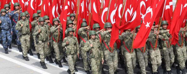 Troops parade with Turkish flag on August 30, 2013 in Ankara during celebrations for the 91st anniversary of Victory Day, with ceremonies held at Ataturk's Mausoleum known as Anitkabir in Ankara, Turkey Troops parade with Turkish flag on August 30, 2013 in Ankara during celebrations for the 91st anniversary of Victory Day, with ceremonies held at Ataturk's Mausoleum known as Anitkabir in Ankara, Turkey - Sputnik International
