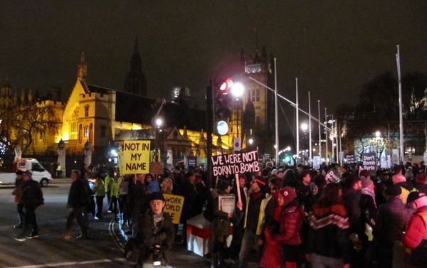 London has been abuzz with anti-war protests in the run-up to Wednesday’s vote in Parliament on the government’s motion to start bombing Syria. Over 50,000 Britons have petitioned their MPs to vote “no,” and hundreds took to central London on Tuesday to make their feelings known. London has been abuzz with anti-war protests in the run-up to Wednesday’s vote in Parliament on the government’s motion to start bombing Syria. Over 50,000 Britons have petitioned their MPs to vote “no,” and hundreds took to central London on Tuesday to make their feelings known. - Sputnik International