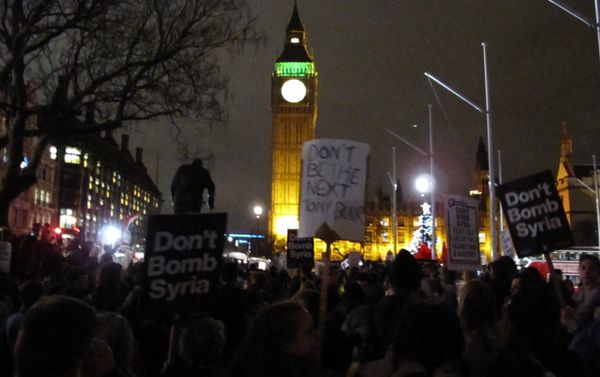 London has been abuzz with anti-war protests in the run-up to Wednesday’s vote in Parliament on the government’s motion to start bombing Syria. Over 50,000 Britons have petitioned their MPs to vote “no,” and hundreds took to central London on Tuesday to make their feelings known. London has been abuzz with anti-war protests in the run-up to Wednesday’s vote in Parliament on the government’s motion to start bombing Syria. Over 50,000 Britons have petitioned their MPs to vote “no,” and hundreds took to central London on Tuesday to make their feelings known. - Sputnik International
