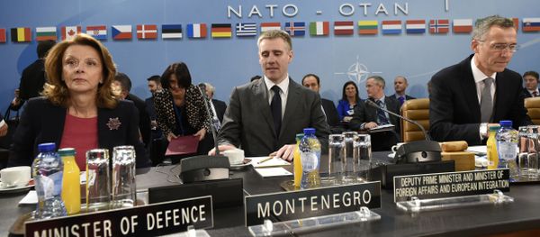 Montenegro's Foreign Minister Igor Luksic, center, Montenegro's Defense Minister Milica Pejanovic-Durisic, left, and NATO Secretary General Jens Stoltenberg prepare to address the North Atlantic Council at NATO headquarters in Brussels on Wednesday, Dec. 2, 2015 Montenegro's Foreign Minister Igor Luksic, center, Montenegro's Defense Minister Milica Pejanovic-Durisic, left, and NATO Secretary General Jens Stoltenberg prepare to address the North Atlantic Council at NATO headquarters in Brussels on Wednesday, Dec. 2, 2015 - Sputnik International