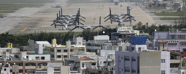 MV-22 Ospreys are seen at the U.S. Marine Corps Futenma Air Station and the surrounding area from an observation deck at a park in Ginowan, Okinawa Prefecture on southern Japan MV-22 Ospreys are seen at the U.S. Marine Corps Futenma Air Station and the surrounding area from an observation deck at a park in Ginowan, Okinawa Prefecture on southern Japan - Sputnik International