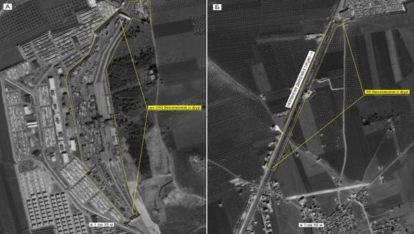 Concentration of vehicles and direction of truck convoys' traffic into Turkey. Maximum available quality. (Still frames of the Russian Defense Ministry.) Concentration of vehicles and direction of truck convoys' traffic into Turkey. Maximum available quality. (Still frames of the Russian Defense Ministry.) - Sputnik International