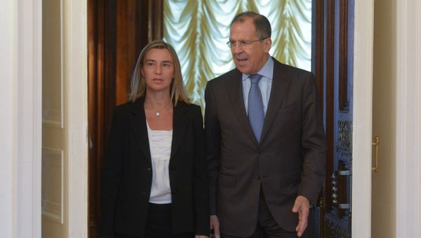 Russian Foreign Minister Sergey Lavrov and his Italian counterpart Federica Mogherini Russian Foreign Minister Sergey Lavrov and his Italian counterpart Federica Mogherini - Sputnik International