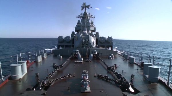 The missile cruiser Moskva has reached the coast of Latakia to perform air defense in the area The missile cruiser Moskva has reached the coast of Latakia to perform air defense in the area - Sputnik International