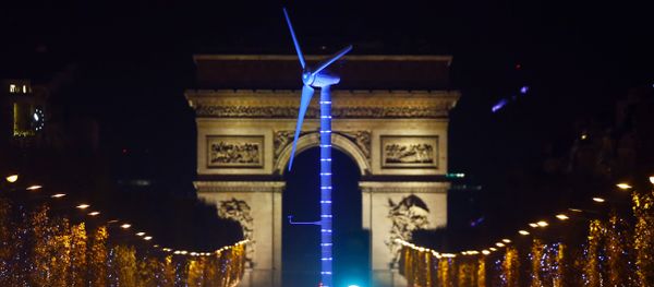 A power-generating windmill turbine is seen on the Champs Elysees avenue with the Arc de Triomphe in background as part of the COP21, United Nations Climate Change Conference, in Paris, Wednesday, Dec. 2, 2015 A power-generating windmill turbine is seen on the Champs Elysees avenue with the Arc de Triomphe in background as part of the COP21, United Nations Climate Change Conference, in Paris, Wednesday, Dec. 2, 2015 - Sputnik International
