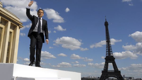 French President and conservative candidate for his re-election in the 2012 French presidential elections, Nicolas Sarkozy waves to supporters as he leaves the Trocadero square after delivering a speech during a campaign rally in front the Eiffel Tower in Paris, Tuesday May 1, 2012. French President and conservative candidate for his re-election in the 2012 French presidential elections, Nicolas Sarkozy waves to supporters as he leaves the Trocadero square after delivering a speech during a campaign rally in front the Eiffel Tower in Paris, Tuesday May 1, 2012. - Sputnik International