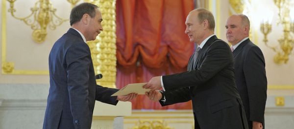 President Vladimir Putin, center, receives credentials from Ambassador of Bulgaria Boiko Kocev (File) President Vladimir Putin, center, receives credentials from Ambassador of Bulgaria Boiko Kocev (File) - Sputnik International
