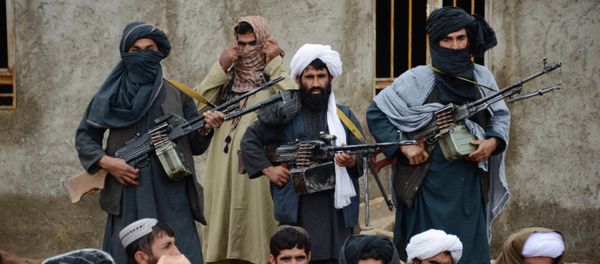 In this Tuesday, Nov. 3, 2015 photo, Afghan Taliban fighters listen to Mullah Mohammed Rasool, unseen, the newly-elected leader of a breakaway faction of the Taliban, in Farah province, Afghanistan - Sputnik International
