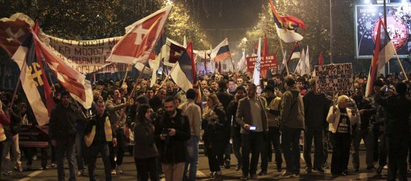 Demonstrators take part in an anti-NATO protest march in Podgorica, Montenegro. File photo - Sputnik International