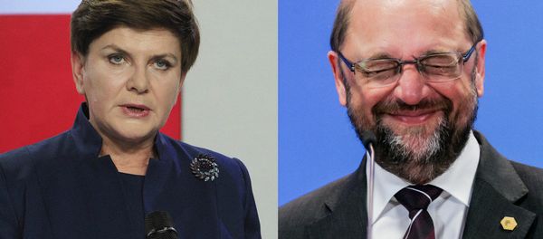 Polish Prime Minister Beata Szydlo (left) and European Parliament President Martin Schultz (right) - Sputnik International