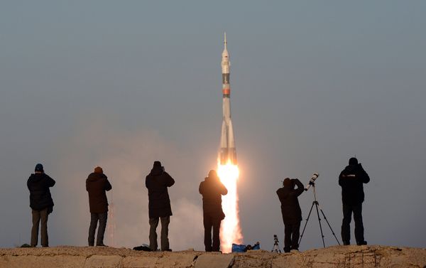 The launch of a Soyuz-FG rocket with the Soyuz TMA-19M manned spacecraft from the Baikonur Space Center The launch of a Soyuz-FG rocket with the Soyuz TMA-19M manned spacecraft from the Baikonur Space Center - Sputnik International