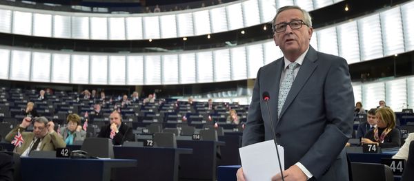 European Commission's President Jean-Claude Juncker speaks during a debate about the fight against terrorism and the implementation of EU responses to migration challenges on December 16, 2015 at the European Parliament in Strasbourg, eastern France European Commission's President Jean-Claude Juncker speaks during a debate about the fight against terrorism and the implementation of EU responses to migration challenges on December 16, 2015 at the European Parliament in Strasbourg, eastern France - Sputnik International