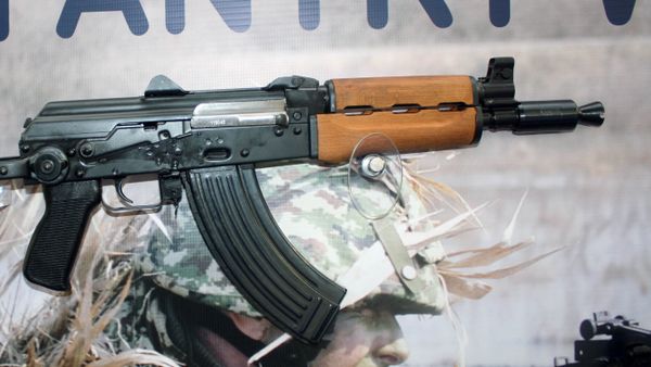 Zastava M92 semi automatic rifle on display at Partner 2011 military fair. Zastava M92 semi automatic rifle on display at Partner 2011 military fair. - Sputnik International