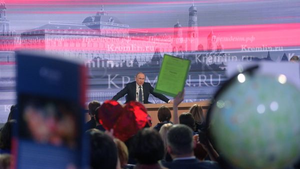 December 17, 2015. Russian President Vladimir Putin at the 11th annual news conference at the World Trade Center on Krasnaya Presnya - Sputnik International