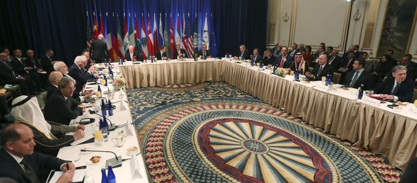 A meeting of Foreign Ministers about the situation in Syria is pictured at the Palace Hotel in the Manhattan borough of New York December 18, 2015 A meeting of Foreign Ministers about the situation in Syria is pictured at the Palace Hotel in the Manhattan borough of New York December 18, 2015 - Sputnik International
