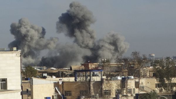 The US-led coalition airstrike in Ramadi, the capital of Iraq's Anbar province, 70 miles (115 kilometers) west of Baghdad, Iraq. The US-led coalition airstrike in Ramadi, the capital of Iraq's Anbar province, 70 miles (115 kilometers) west of Baghdad, Iraq. - Sputnik International