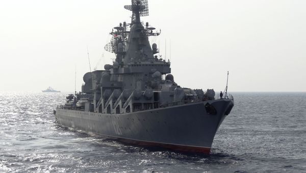 Russian Naval Power: Missile Cruiser Moskva Guards Syrian Shores - Sputnik International