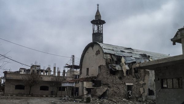 A mosque at the Marj al-Sultan military airbase, captured by the Syrian Arab Army (SAA), in south-eastern Damascus A mosque at the Marj al-Sultan military airbase, captured by the Syrian Arab Army (SAA), in south-eastern Damascus - Sputnik International