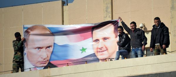 Al-Baath University students hold a rally in Homs in support of Russia's military operation in Syria Al-Baath University students hold a rally in Homs in support of Russia's military operation in Syria - Sputnik International