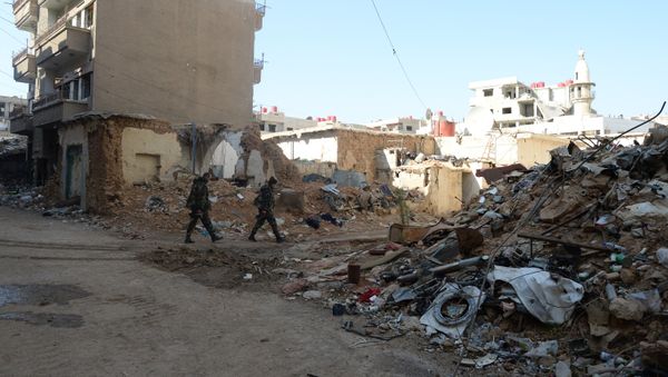 Soldiers of the Syrian Arab Army in Darayya, a Damascus suburb - Sputnik International