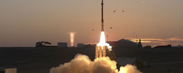This photograph provided by the Israeli Ministry of Defense on Monday Dec. 21, 2015 shows a launch of David's Sling missile defense system. David's Sling is intended to counter medium-range missiles possessed by enemies throughout the region, most notably the Lebanese Shiite militant group Hezbollah. This photograph provided by the Israeli Ministry of Defense on Monday Dec. 21, 2015 shows a launch of David's Sling missile defense system. David's Sling is intended to counter medium-range missiles possessed by enemies throughout the region, most notably the Lebanese Shiite militant group Hezbollah. - Sputnik International