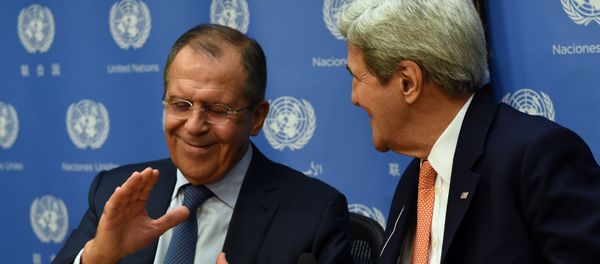 Foreign Minister of Russia Sergey Lavrov (L) and US Secretary of State John Kerry shake hands Foreign Minister of Russia Sergey Lavrov (L) and US Secretary of State John Kerry shake hands - Sputnik International