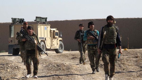 Afghan National Army (ANA) soldiers walk in Helmand on December 21, 2015 - Sputnik International