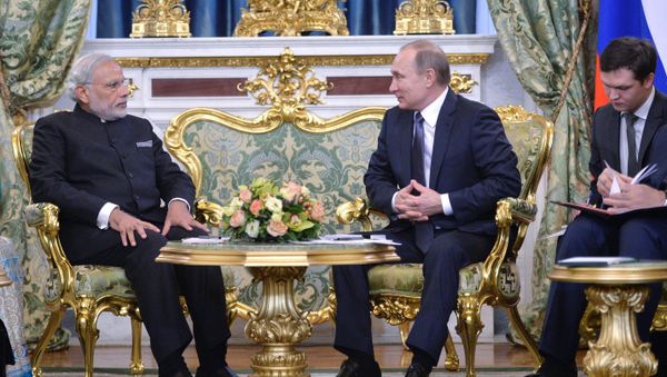 Встреча президента РФ В. Путина с премьер-министром Индии Н. Мод Встреча президента РФ В. Путина с премьер-министром Индии Н. Мод - Sputnik International