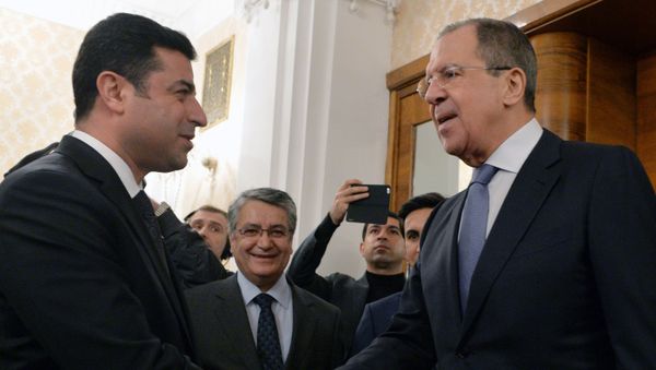Russian Foreign Minister Sergey Lavrov and Co-Leader of Peoples' Democratic Party of Turkey Selahattin Demirtas meet in Moscow - Sputnik International