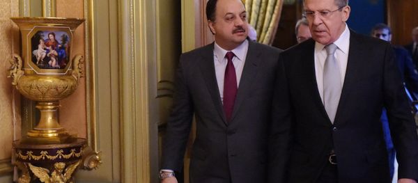 From left: Minister of Foreign Affairs of Qatar Khalid bin Mohammad Al Attiyah and Russian Foreign Minister Sergei Lavrov before the talks in Moscow From left: Minister of Foreign Affairs of Qatar Khalid bin Mohammad Al Attiyah and Russian Foreign Minister Sergei Lavrov before the talks in Moscow - Sputnik International