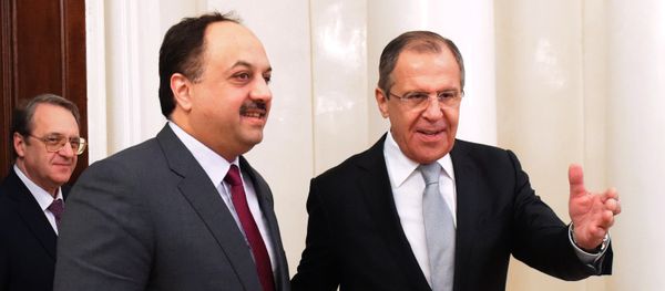 Minister of Foreign Affairs of Qatar Khalid bin Mohammad Al Attiyah and Russian Foreign Minister Sergei Lavrov - Sputnik International