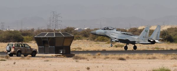 A picture taken on November 16, 2015 shows a Saudi F-15 fighter jet landing at the Khamis Mushayt military airbase, some 880 km from the capital Riyadh A picture taken on November 16, 2015 shows a Saudi F-15 fighter jet landing at the Khamis Mushayt military airbase, some 880 km from the capital Riyadh - Sputnik International