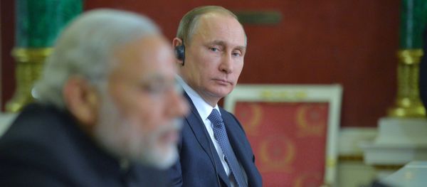 Russian President Vladimir Putin meets with Indian Prime Minister Narendra Modi Russian President Vladimir Putin meets with Indian Prime Minister Narendra Modi - Sputnik International