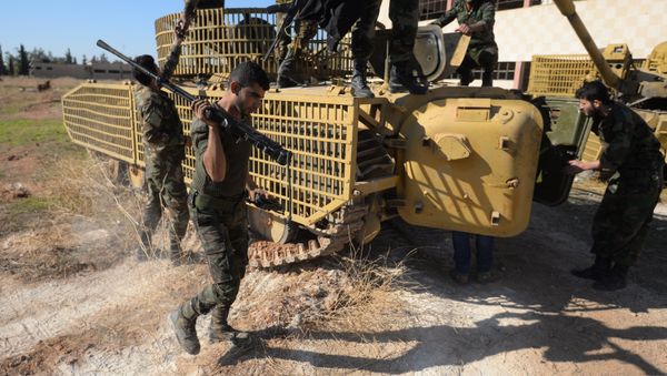Syrian Arab Army soldiers on Kuweiris air facility Syrian Arab Army soldiers on Kuweiris air facility - Sputnik International