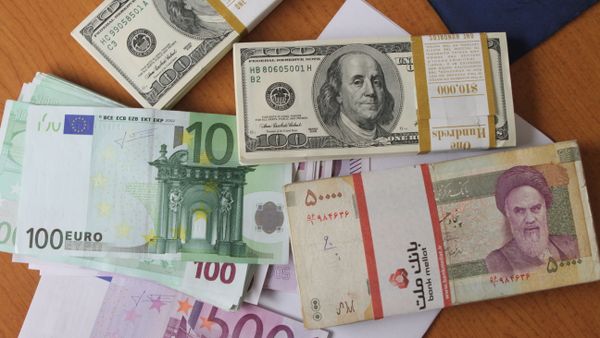 Euro and United States 100-dollar banknotes and Iran's rial banknotes Euro and United States 100-dollar banknotes and Iran's rial banknotes - Sputnik International