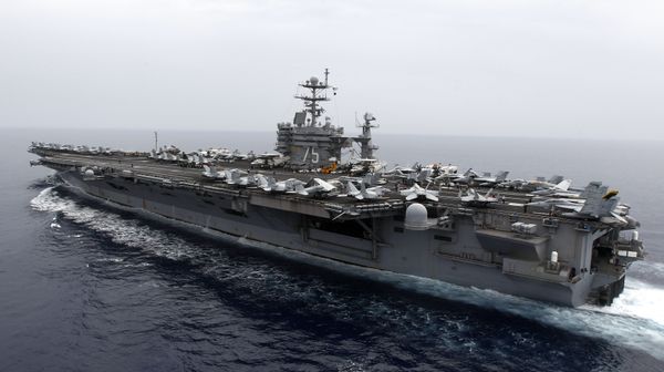 A general view shows the nuclear-powered aircraft carrier USS Harry S. Truman at an undisclosed position in the Mediterranean Sea, south of Sicily, Monday June 14, 2010 A general view shows the nuclear-powered aircraft carrier USS Harry S. Truman at an undisclosed position in the Mediterranean Sea, south of Sicily, Monday June 14, 2010 - Sputnik International