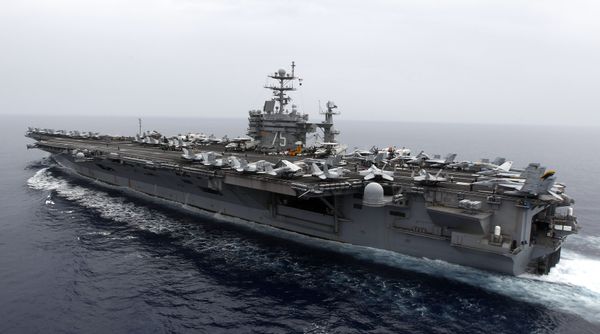 A general view shows the nuclear-powered aircraft carrier USS Harry S. Truman at an undisclosed position in the Mediterranean Sea, south of Sicily, Monday June 14, 2010 A general view shows the nuclear-powered aircraft carrier USS Harry S. Truman at an undisclosed position in the Mediterranean Sea, south of Sicily, Monday June 14, 2010 - Sputnik International