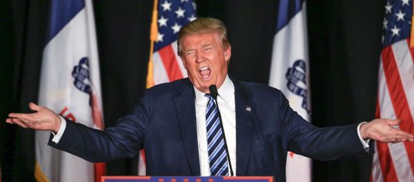 Republican presidential candidate Donald Trump speaks during a campaign stop in Council Bluffs, Iowa, Tuesday, Dec. 29, 2015. Republican presidential candidate Donald Trump speaks during a campaign stop in Council Bluffs, Iowa, Tuesday, Dec. 29, 2015. - Sputnik International
