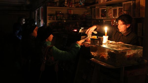 Shoppers pay for their purchases in a store during a power outage. File photo Shoppers pay for their purchases in a store during a power outage. File photo - Sputnik International