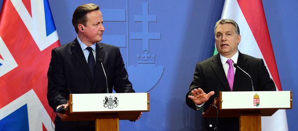 Hungarian Prime Minister Viktor Orban (R) and his British counterpart David Cameron (L) attend a press conference in Budapest Hungarian Prime Minister Viktor Orban (R) and his British counterpart David Cameron (L) attend a press conference in Budapest - Sputnik International