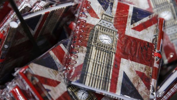 Union flags and the Big Ben clocktower cover notebooks are seen on sale in London, Britain Union flags and the Big Ben clocktower cover notebooks are seen on sale in London, Britain - Sputnik International