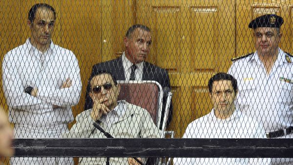 FILE - In this Sept. 14, 2013 file photo, former Egyptian President Hosni Mubarak, seated center left, and his two sons, Gamal Mubarak, left, and Alaa Mubarak attend a hearing in a courtroom in Cairo, Egypt - Sputnik International
