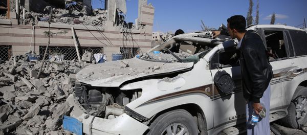 A man inspects his car damaged by Saudi-led airstrikes in Sanaa, Yemen, Friday, Jan. 8, 2016 A man inspects his car damaged by Saudi-led airstrikes in Sanaa, Yemen, Friday, Jan. 8, 2016 - Sputnik International