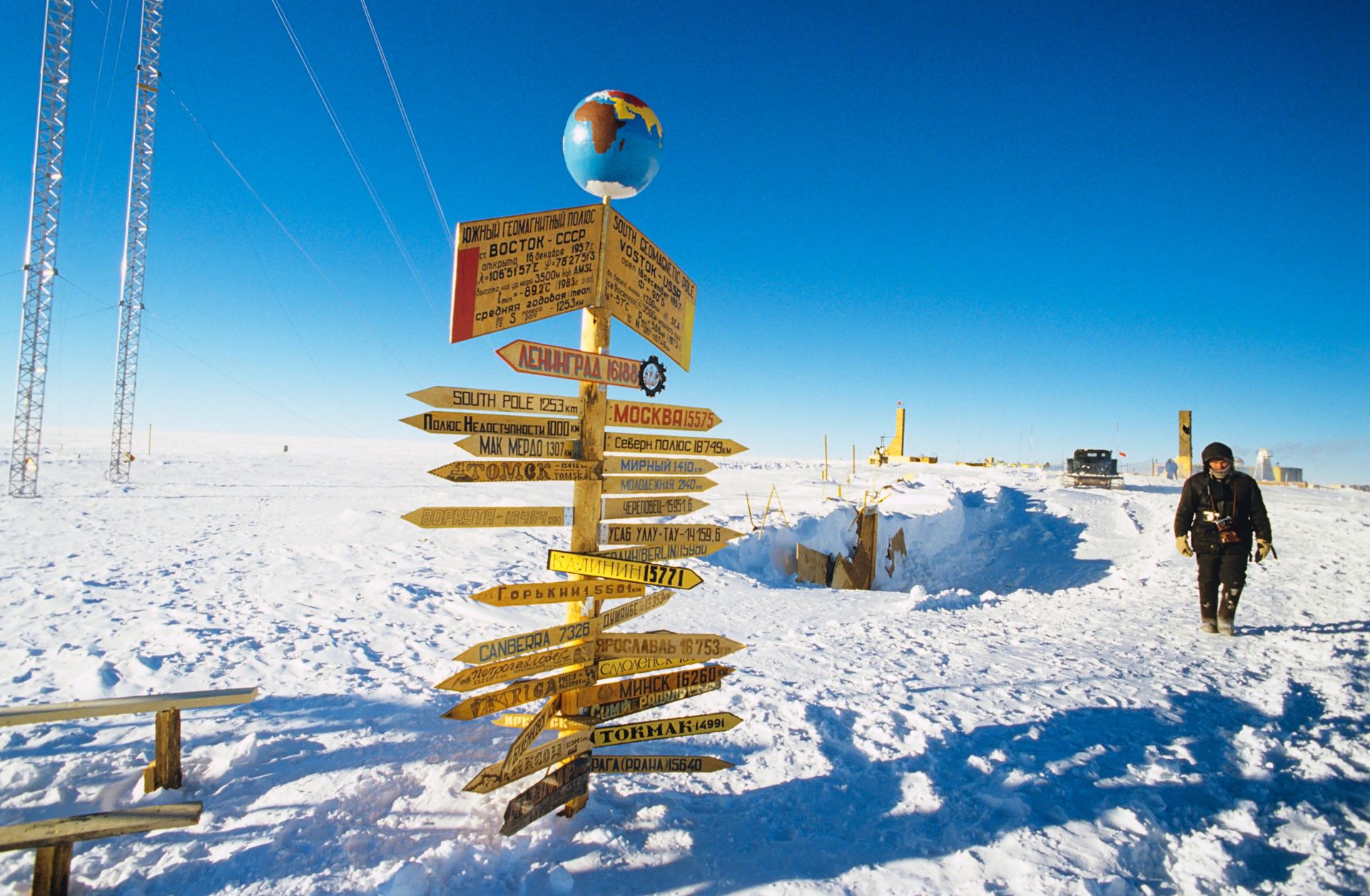 Traffic signs at the Vostok Soviet Antarctic research station in the vicinity of the South Geomagnetic Pole - Sputnik International, 1920, 28.01.2024
